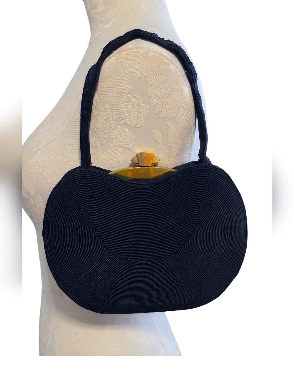 Vintage 1940s Lou Ash Black Corde Purse Handbag